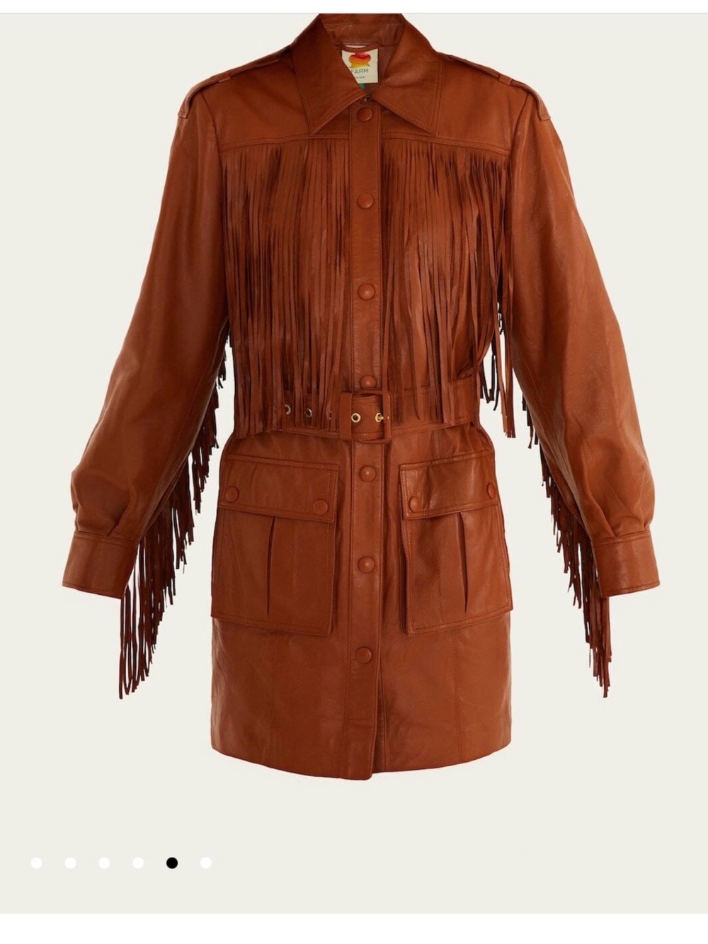 FARM Rio Cognac Fringe Leather Jacket